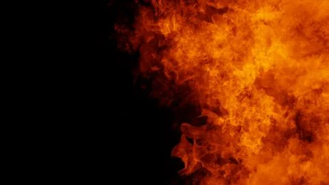 Texture of burn fire with particles embers. Flames on isolated black backgrou Stock Illustration