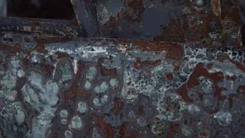 Texture of a burned-out shelled car in Irpin Video stock 253223989