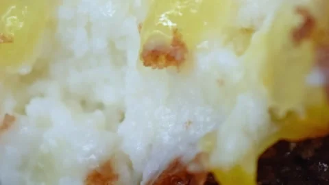 Texture of cake with cream as a close up background. Macro view cake. Stock Footage 336781055