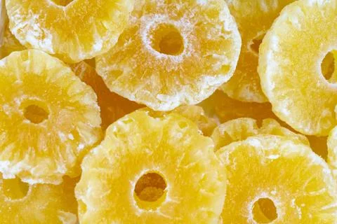 Texture of candied pineapple slices Stock Photos
