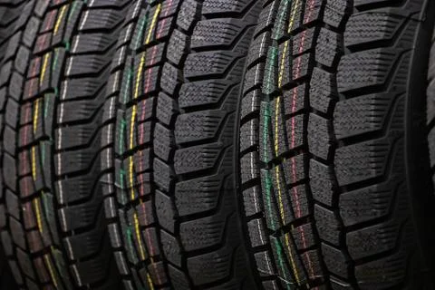 Texture of a car tire close up. Stock Photos