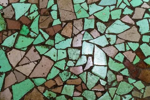Texture: ceramic of different shapes, green and pink Stock Photos