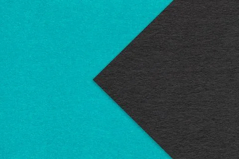 Texture of cerulean paper background, half two colors with black arrow, macro Stock Photos