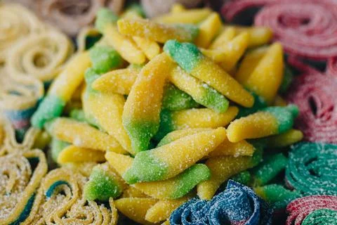 Texture of chewing jelly marmalade sweets close-up Stock Photos