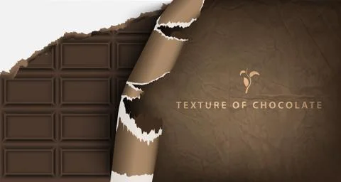 Texture of chocolate bar with broken ends and text Stock Illustration