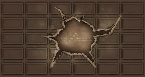 Texture of chocolate bar with broken ends and text Stock Illustration