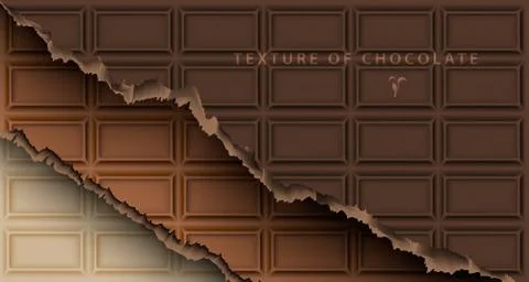 Texture of chocolate bar with broken ends and text Stock Illustration