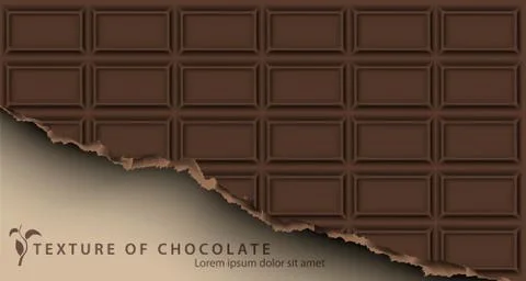 Texture of chocolate bar with broken ends and text Stock Illustration