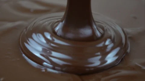 The texture of chocolate that has been poured into the container Stock Footage 111153435