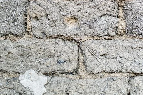 Texture of clay-straw bricks Stock Photos