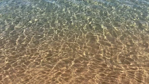 Texture of clean transparent sea water with sandy bottom. Pure water surface Stock Footage 170858706
