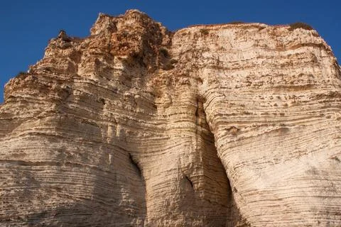 Texture cliffs on the Mediterranean sea. Stock Photos