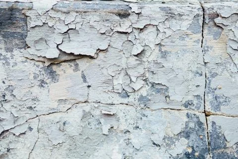 Texture Close Up of Chipped blue peeling paint, covered with cru Stock Photos