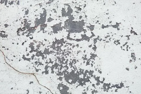 Texture Close Up of Chipped White peeling paint, covered with cr Stock-Fotos