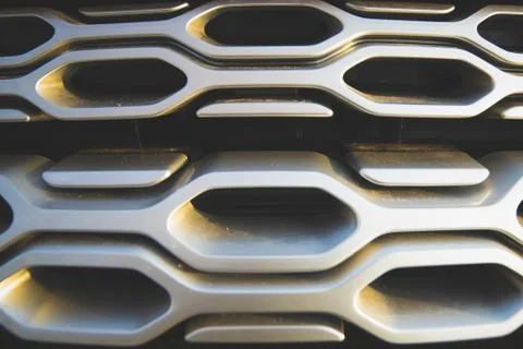 Texture.  close-up.  SUV front grille.  silver color Foto stock