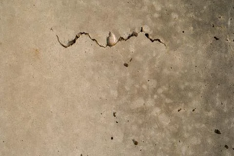 Texture of concrete with a crack in the middle. Close-up. Inclusions of sand  Foto stock