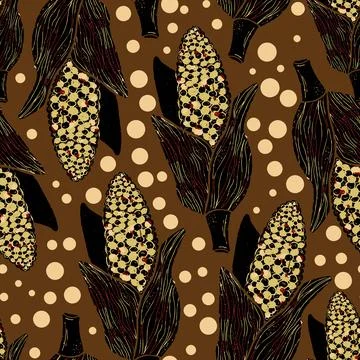 Texture of corn cobs. For design, print, wallpaper. fabrics, paper. Vector ov Stock Illustration