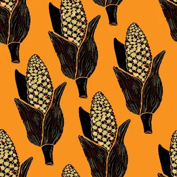 Texture of corn cobs. For design, print, wallpaper. fabrics, paper. Vector ov Illustrazione stock