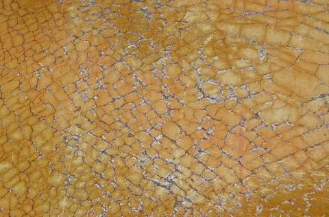Texture of cracked orange paint, horizontal format Stock Photos