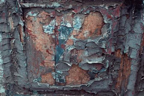 The texture of cracked paint in several layers Stock Photos
