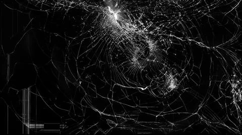 Texture cracks on broken lcd screen, computer monitor or tv black and white p 스톡 사진