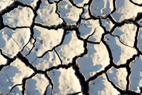 Texture. Cracks in the surface of the earth. Drought. Erosion. Stock Photos