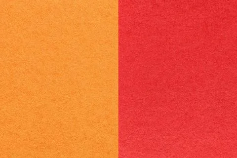 Texture of craft bright orange and red paper background, half two colors, macro. 스톡 일러스트