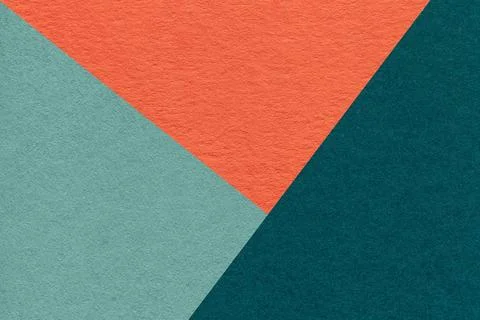 Texture of craft cyan, teal and orange shade color paper background, macro. Stock Photos