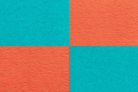 Texture of craft orange and turquoise paper background with cells pattern Stock Illustration
