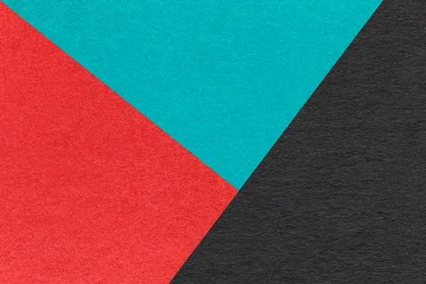Texture of craft red, turquoise and black paper background, macro. Stock Photos