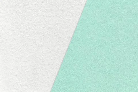 Texture of craft white and light cyan paper background, half two colors, macr Stock Photos