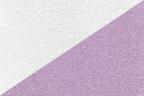Texture craft white and light lilac paper background, half two colors, macro. Stockfoto's