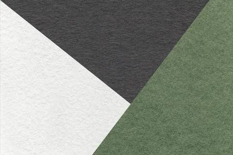 Texture of craft white, black and green shade color paper background, macro. Stock Photos