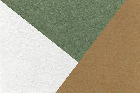 Texture of craft white, brown and green shade color paper background, macro. Stock Photos