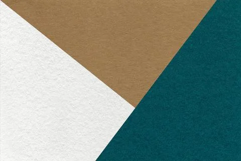 Texture craft white, brown and emerald paper background, macro. Stock Photos