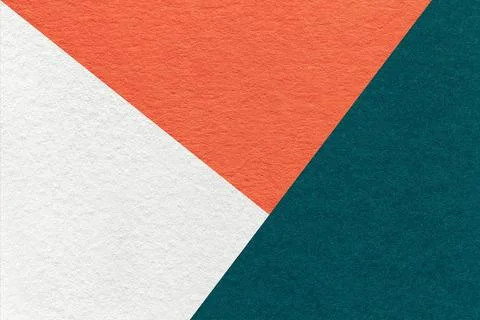Texture of craft white, orange and emerald shade color paper background, macr Stockfoto's