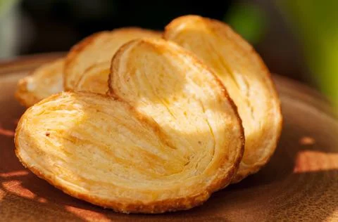 Texture, crisp, biscuits, puff pastry, butterfly pie Stock Photos