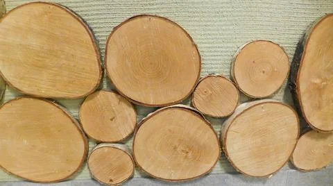 Texture of cross section of the timber on the wall for the background Stock Photos