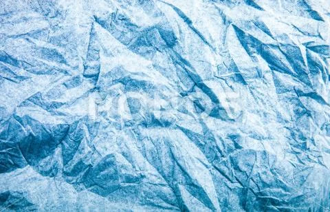 Crumpled blue paper texture background, top view Stock Photo by