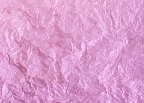 The texture of crumpled pink paper. Flat lay Stock Photos