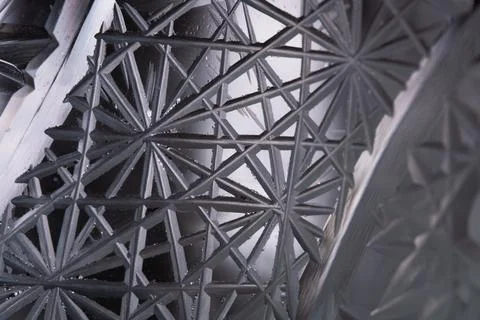 The texture on the crystal cut cups close up Stock Photos