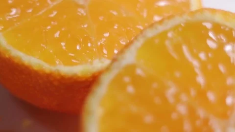 Texture of a cut mandarin orange close-up. Packing grid in the frame Stock Footage 82198540