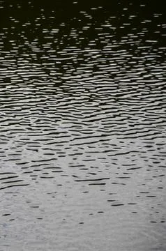 The texture of dark river water under the influence of wind, imprinted in per Stock Photos