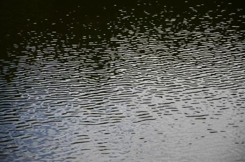 The texture of dark river water under the influence of wind, imprinted in per Stock Photos