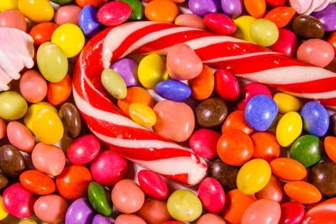 Texture of the different candies for background Stock Photos