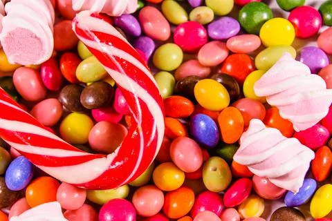 Texture of the different candies for background Stock Photos