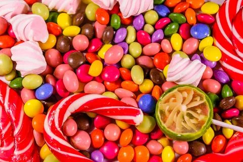 Texture of the different candies for background Stock Photos