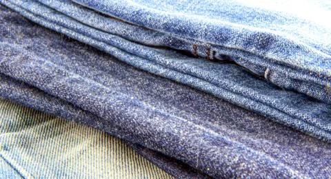 Texture different of three blue jeans Stock Photos