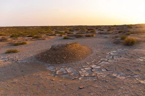 The texture of the earth next to an extinct mud volcano. Neftchala. Azerbaija Stock Photos