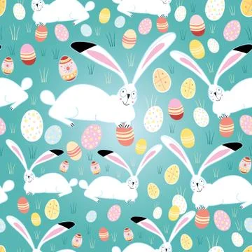 Texture Easter eggs and bunnies Illustrazione stock